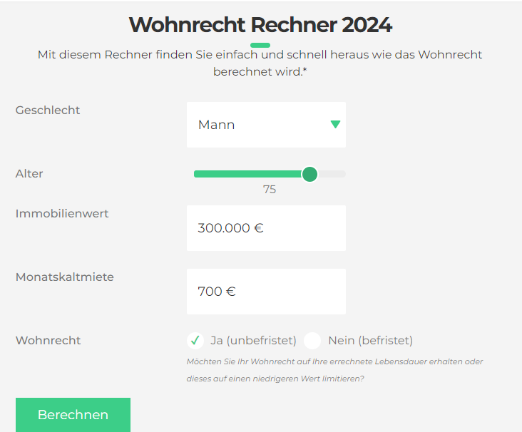 Wohnrecht berechnen